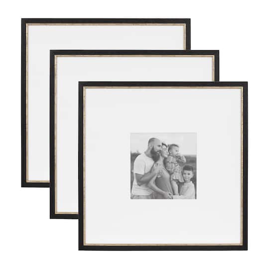 Kate and Laurel Black & Gold Wilbanks Picture Frames with Mat